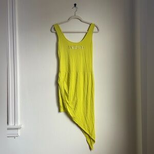 Bebe Neon Yellow Asymmetrical Dress